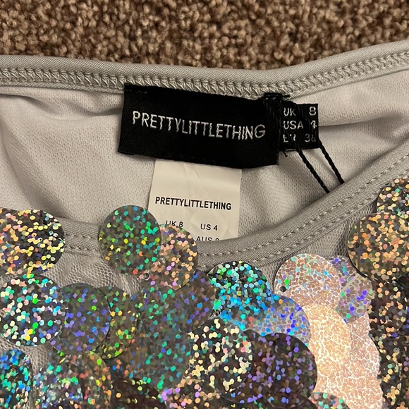 PrettyLittleThing Sequin High Leg Bikini Bottom - Picture 6 of 8